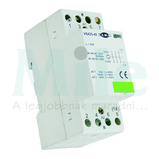 Installációs kontaktor sorolható 25A/ 400V AC 4z 230V AC/DC-műk 2M VS425-40/24V Elko EP